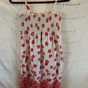 Roxy White Maxi Dress with Red Floral Print